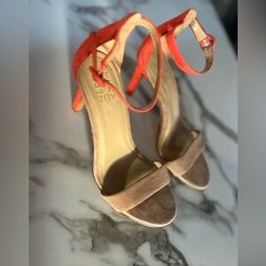 Naturalizer Women's Tan and Orange Heeled suede Sandals size 9W